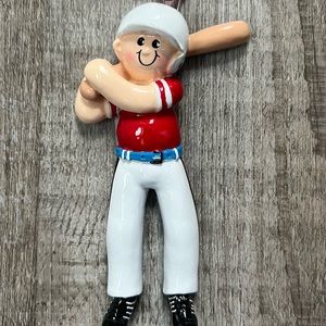 NWT Red & White Male Baseball Player with Bat Keychain Ornament
